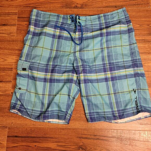 O'Neal‎ Board Shorts Swim Trunks Men's Size 40 XXL Blue Hawaiian Vacation Casual - Picture 1 of 8